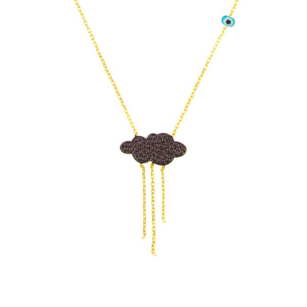 Verspielte Kurshuni Halskette aus vergoldetem Sterling Silber mit bezaubernder Wolke aus glitzerndem Rauchquarz. Kurshuni Schmuck wird in Istanbul handgefertigt. Jetzt versandkostenfrei im Perlenmarkt OnlineShop bestellen!